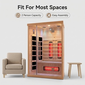 Sauna Sec Commercial pour 2 Personnes avec Lumières Électriques, Thérapie par Infrarouge Lointain à Faible EMF, <span class=keywords><strong>en</strong></span> <span class=keywords><strong>Bois</strong></span> Massif, et Espace <span class=keywords><strong>de</strong></span> Détente - Product Image 3