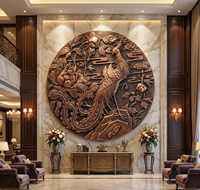 Art mural élégant Pivoine et Phénix - Entièrement personnalisable avec installation sur site par des experts