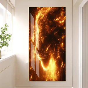 Art mural animal moderne pour le salon décoration <span class=keywords><strong>de</strong></span> la maison décor <span class=keywords><strong>de</strong></span> bureau 3D <span class=keywords><strong>Lion</strong></span> cristal <span class=keywords><strong>peinture</strong></span> porcelaine encadrée - Product Image 1