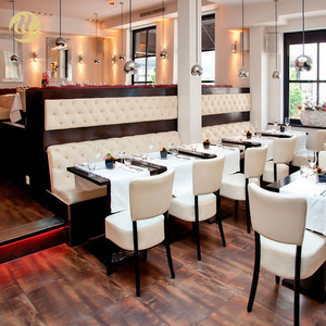Canapés de luxe légers avec revêtement en maille et en cuir pour café, restaurant occidental, club-house, design moderne, Foshan - Product Image 3