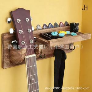 Estante de almacenamiento de guitarra de madera, soporte de exhibición de instrumentos de madera maciza montado en la pared para decoración de sala de música, violín, ukelele - Product Image 2