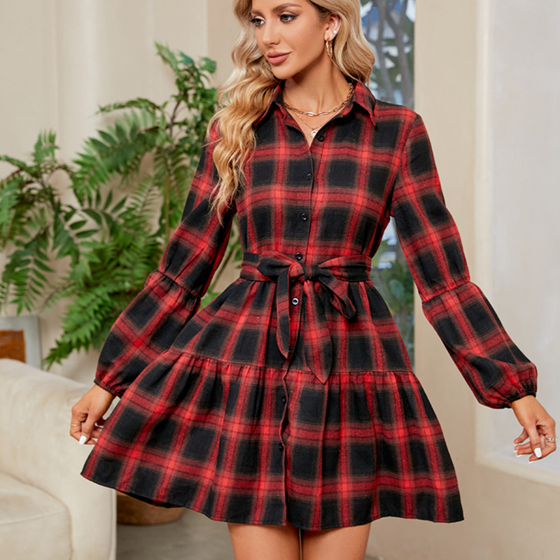 Plaid Flannel Womens Flannel Shirt Dress Relaxed Tiered Flannel