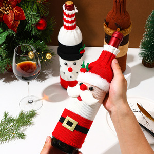 Fundas Decorativas para Botellas de Vino Navideñas, Estilo Moderno, Muñecas de Plástico, Juegos de Vino Tinto para Decoración de Ambiente de Restaurante - Product Image 3