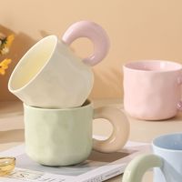 Mug en céramique color-block, doux et frais, mignon, grande capacité, style Instagram, pour étudiants, couples, meilleurs amis, passe au lave-vaisselle, chaud/froid