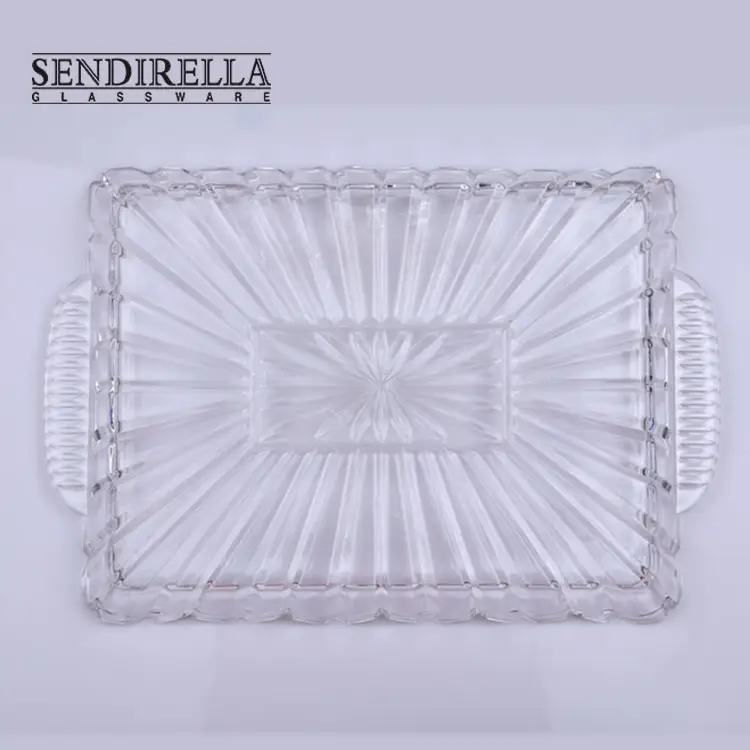 Clear Glass Square Charger Fruit Plates Decoration Crystal tray for table