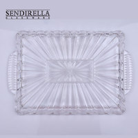 Plateau de service rectangulaire en cristal transparent de 16.1 pouces assiettes de fruits décoration plateau en cristal pour cadeau de fête de mariage