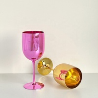 Voyage Portable En Plastique Rouge Verre À Vin Tasse Or Acrylique Aceylic Champagne Flûte Verres Avec Logo Pour La Fête De Mariage