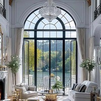 Portes et fenêtres rétro françaises avec fenêtre à arc en aluminium en verre Personnaliser la fenêtre à battant pour la chambre à coucher de la villa