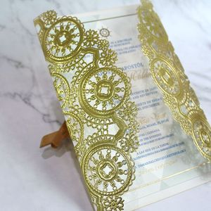 Bán buôn giá rẻ giá cắt laser dập nổi Bìa giấy với dễ thương Ribbon tùy chỉnh Fancy giấy lời mời đám cưới - Product Image 2