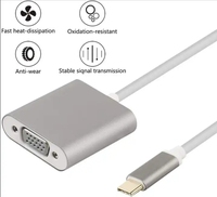 Câble adaptateur USB Type C vers VGA avec conducteur en aluminium, blindage tressé, gaine en PVC - En stock
