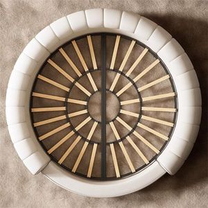 Lit de Luxe Moderne Italien Surdimensionné à Cadre Circulaire Réglable, Revêtement en Cuir Véritable, Durable, Écologique et Confortable pour Chambre Principale - Product Image 4