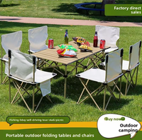 Ensemble table et chaises pliantes portables pour l'extérieur, idéal pour le camping, les pique-niques, les marchés nocturnes, design carré