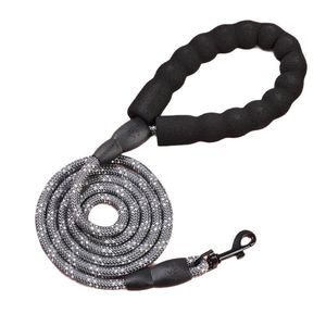 Nylon Dog <b>Leash</b> Peacock Blue Solid Color Outdoor <b>Pet</b> Traction Belt With Black Handle And Clip - Product Image 5