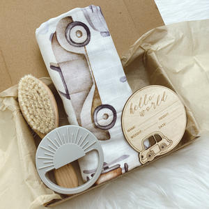 Conjunto de regalo de bienvenida para bebé recién <span class=keywords><strong>nacido</strong></span>, cesta de ducha, manta receptora de muselina - Product Image 6