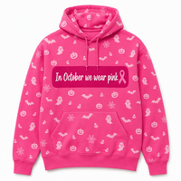 Sweat-shirt personnalisé à imprimé intégral rose vif pour la sensibilisation au cancer du sein, motif personnalisé, streetwear, sweat-shirt oversize pour femmes