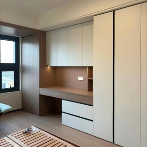 Sistema de <span class=keywords><strong>Armario</strong></span> Abierto para Vestidor, <span class=keywords><strong>Armario</strong></span> de Madera para Dormitorio, <span class=keywords><strong>Armario</strong></span> de Almacenamiento de Ropa, <span class=keywords><strong>Armario</strong></span> con Espejo, Cajones y Estantes de Exhibición - Product Image 4