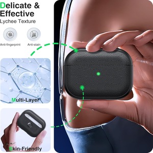 Usine en gros tous les Styles pour <span class=keywords><strong>Airpods</strong></span> étui Texture en cuir TPU pour <span class=keywords><strong>Airpods</strong></span> <span class=keywords><strong>Pro</strong></span> 1 2 3 étui pour Airpod couverture arrière - Product Image 4