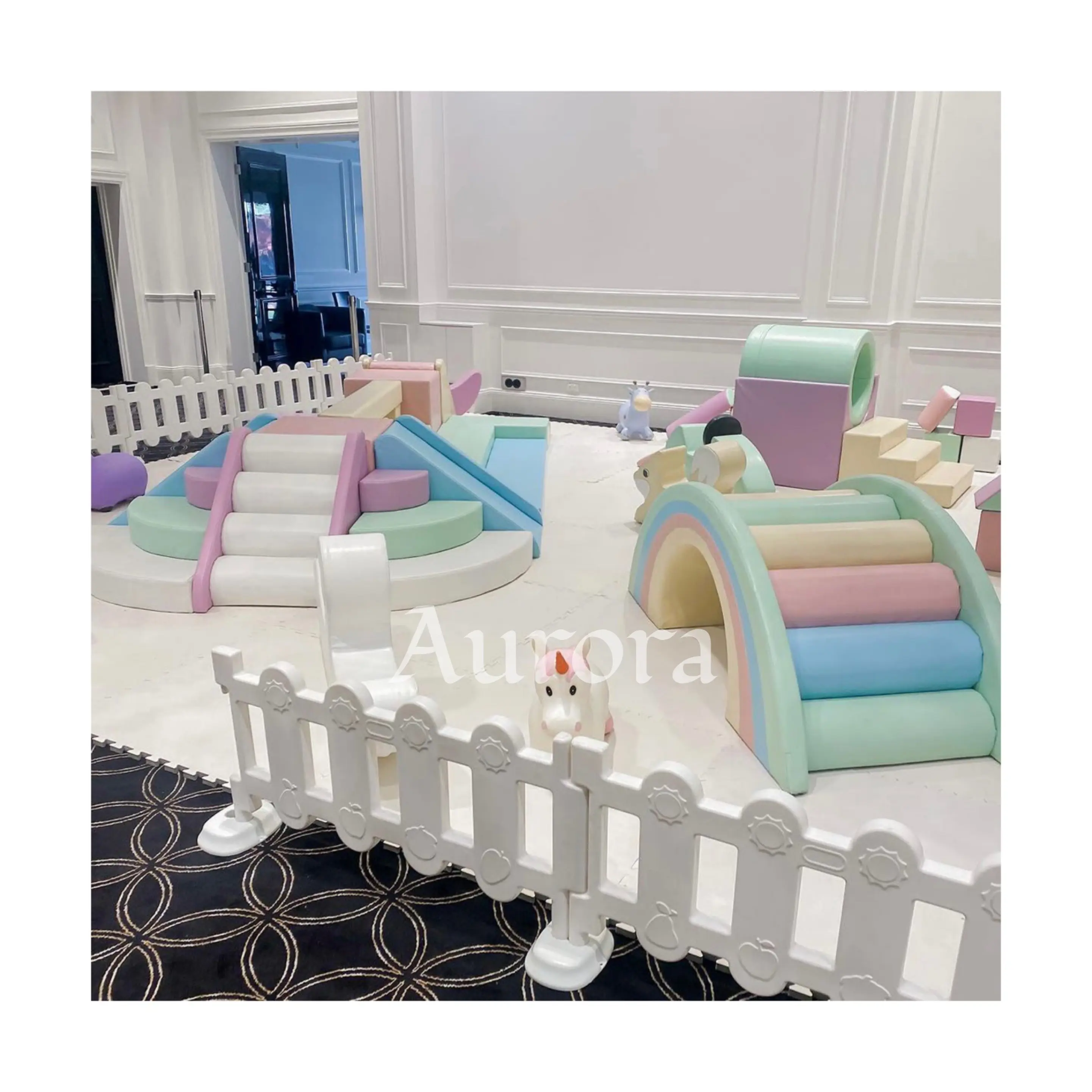 Pastel indoor Baby Indoor Playground bambini commerciali bambini Indoor Soft Play aree attrezzature set recinzione e stuoie