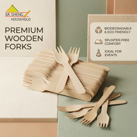 Ensemble de couverts en bois de bouleau premium et durable – Cuillère, fourchette, couteau – Ustensiles jetables biodégradables en vrac pour professionnels