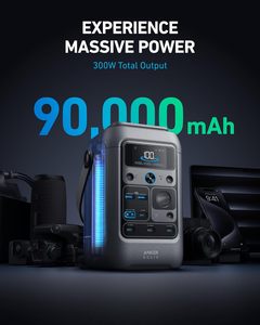 Générateur solaire portable Anker <span class=keywords><strong>SOLIX</strong></span> C300 60W Lithium-ion 288Wh 300W à onde sinusoïdale pure avec télécommande pour extérieur - Product Image 2