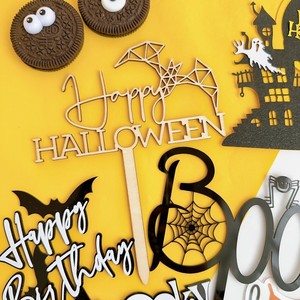 ของตกแต่งเค้กฮาโลวีนรูปปราสาทค้างคาวอะคริลิค น้ำผึ้งและรสหวาน ของตกแต่งปาร์ตี้ อุปกรณ์ตกแต่งเค้ก - Product Image 4