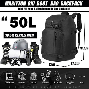 55L Ski <b>Boot</b> Bag Backpack with Helmet Goggle Compartment Waterproof <b>Standing</b> Mat Snowboard <b>Boots</b> Gear Travel Pack for Men Women - Product Image 2