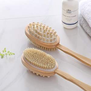 Spazzola da Bagno Esfoliante Hemu, Scrubber Manuale Rotondo per il Corpo con Setole di Cinghiale e Guanto in Bambù per Massaggio della Pelle - Product Image 5