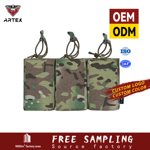 Pochette tactique triple pour chargeurs en nylon découpé au laser, compatible Molle, pour porte-plaques, pour usage extérieur ODM/OEM - Product Image 1