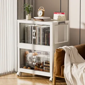 Flexible Fold-Away Organizer Stacked Cabinet Installation Magnetic Fastening Complete with Wheel Components Bookcase