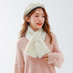 Écharpe longue <span class=keywords><strong>en</strong></span> peluche pour femme, couleur unie, <span class=keywords><strong>fausse</strong></span> <span class=keywords><strong>fourrure</strong></span> de lapin, polyester, <span class=keywords><strong>snood</strong></span> chaud d'hiver, prêt à être expédié - Product Image 1