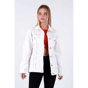 Veste et manteau en jean pour femmes ornés de strass - Product Image 5