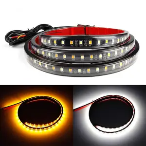 2PC 62inch Led Running Board Light Kits Side Marker Signal Strip Light White/Amber with Band Fuse Courtesy Lights