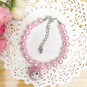 Lindo gato y <span class=keywords><strong>collar</strong></span> de perro pequeño <span class=keywords><strong>Collar</strong></span> con perla de dibujos animados campana de cobre decoración ajustable Cadena de cuentas proveedores de mascotas - Product Image 6