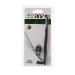 การ์ดเครือข่ายไร้สาย USB 2.0 ตัวรับสัญญาณมินิไวไฟ 5DB เสาอากาศขนาดใหญ่ ระยะ 300 ม. โมดูลไวไฟประสิทธิภาพสูง - Product Image 1