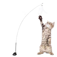 Jouet pour chat en fil d'acier simple avec ventouse, baguette de stimulation manuelle, gadget anti-ennui pour l'exercice