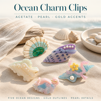 Ensemble de pinces à cheveux personnalisées en acétate thème Océan – Pinces à cheveux de plage personnalisées en acétate pour cadeaux d'hôtel et de spa, boutiques de cadeaux pour vacances à la plage