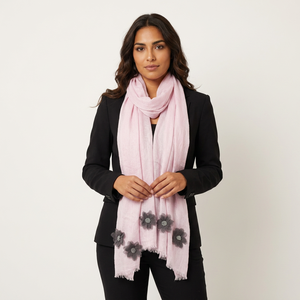 Premium Quality Linen Soft Scarf Stole for Adults Elegant Embroidery Design Comfortable for All Seasons Summer Autumn - Product Image 1