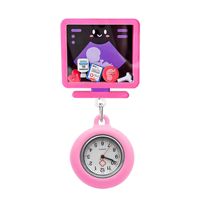 Montre numérique rétractable à clip pour infirmière et médecin, motif dessin animé mignon, brillante et extensible, pour poche ou poitrine