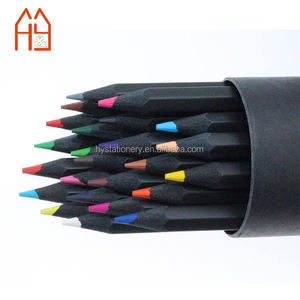 Ensemble de 36 crayons de <span class=keywords><strong>couleur</strong></span> en bois <span class=keywords><strong>noir</strong></span> personnalisables, mine souple, forme hexagonale - Product Image 4