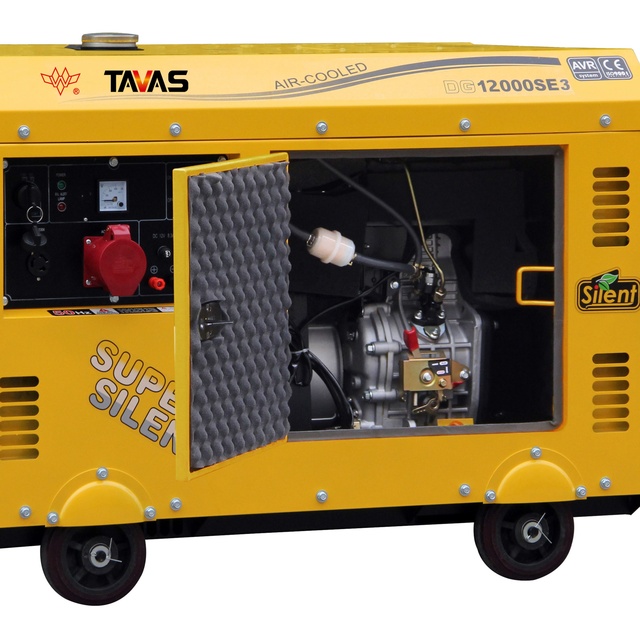 TAVAS DG12000SE 10KW 12KVA Three Phase Portable Silent Diesel Generator 12V DC Electric Start Air Cooled 50/60Hz Wheels Brand