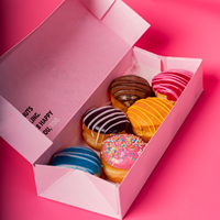Emballage de beignets de boulangerie écologique et biodégradable en gros 2024, boîte à beignets rose personnalisée de grande taille