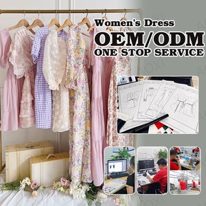 Custom Brand Logo Sweet Lace Letter Printed Midi Summer <strong>Dress</strong> for Women-Eco-Friendly Breathable Fabric Wholesale Available - Product Image 1