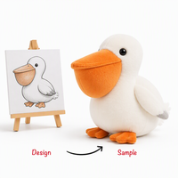 Peluche personnalisée, porte-clés en peluche sur mesure, figurine en peluche de pellican blanc corpulent pour la promotion de la marque Coastal Bird
