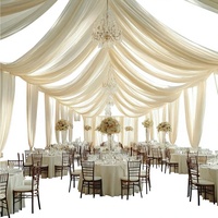 Outpain Draperies de plafond 4 panneaux en tissu uni ivoire 5ftx20ft, sans plis, avec passe-tiges, pour tentes, mariages et fêtes d'anniversaire, Chine