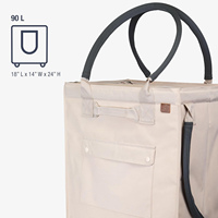 Sac de courses à roulettes personnalisé grande capacité 90L, chariot de courses portable avec roues, sac de rangement pour linge et courses