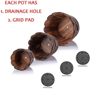 Wooden Bucket Barrel Planters <strong>Rustic</strong> Patio Planters Flower Pots <strong>Garden</strong> Outdoor Indoor <strong>Decor</strong> - Product Image 3