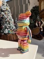 Blocs de construction créatifs arc-en-ciel colorés en gros, briques géométriques à facettes, figurine d'ours, jouet d'art de collection, décoration intérieure