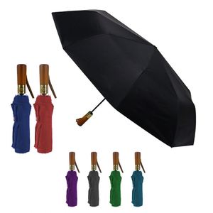 Parapluie pliant automatique de haute qualité avec manche en bois pour adultes - Product Image 3