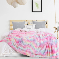 Usine En Gros Super Doux Longhair Moelleux Polaire Arc-En-Ciel Couvertures Chaud Fausse Fourrure Confortable Shaggy Couverture En Peluche