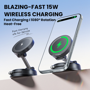 Soporte Magnético Ajustable <span class=keywords><strong>para</strong></span> Teléfono <span class=keywords><strong>de</strong></span> Coche con Ventosa y Cargador Inalámbrico <span class=keywords><strong>para</strong></span> Salpicadero, Espejo y Pared - Product Image 2